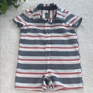 GAP Striped Baby Romper 12-18M Red Blue White EUC